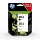 Original Pack HP 304 - 3JB05AE - Noir + 3 Couleurs